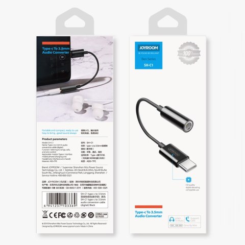 Joyroom adapter przejściówka słuchawek 3,5 mm mini jack (żeński) - USB Typ C (męski) biały (SH-C1)