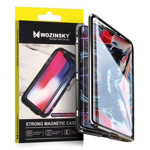 Wozinsky Full Magnetic Case magnetyczne etui 360 pokrowiec na przód i tył z wbudowanym szkłem Vivo X60 czarno-przezroczysty