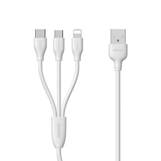 Kabel 3w1 USB - micro USB / Lightning / USB-C 2.4A 1M Remax Suda biały