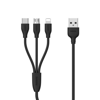 Remax Suda kabel 3w1 USB - micro USB / Lightning / USB-C 2.4A 1M czarny