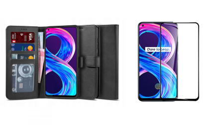 Etui Portfel Wallet 2 + Szkło do Realme 8 / 8 Pro