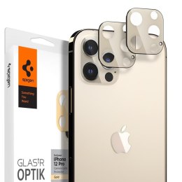 2x Szkło Hartowane Spigen na Aparat do iPhone 12 Pro Gold