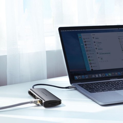 Ugreen 10w1 wielofunkcyjny HUB USB-C - 3x USB 3.0 / HDMI/ VGA/ RJ45 Gigabit/ czytnik kart SD TF/ AUX3.5mm/ Power Delivery 100W s