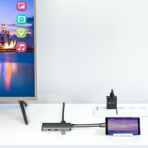 Ugreen 10w1 wielofunkcyjny HUB USB-C - 3x USB 3.0 / HDMI/ VGA/ RJ45 Gigabit/ czytnik kart SD TF/ AUX3.5mm/ Power Delivery 100W s
