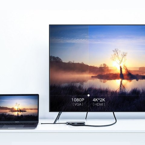 Ugreen 10w1 wielofunkcyjny HUB USB-C - 3x USB 3.0 / HDMI/ VGA/ RJ45 Gigabit/ czytnik kart SD TF/ AUX3.5mm/ Power Delivery 100W s