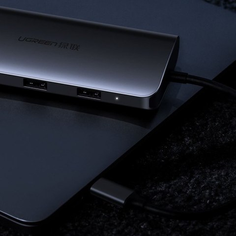 Ugreen 10w1 wielofunkcyjny HUB USB-C - 3x USB 3.0 / HDMI/ VGA/ RJ45 Gigabit/ czytnik kart SD TF/ AUX3.5mm/ Power Delivery 100W s