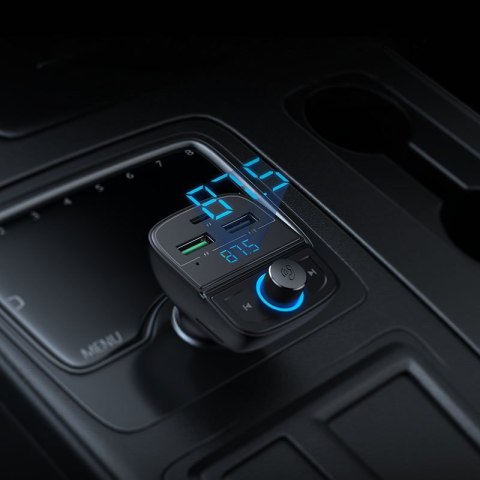 Ugreen Transmiter FM Bluetooth 5.0 ładowarka samochodowa MP3 3x USB TF micro SD 4,8 A czarny (CD229)