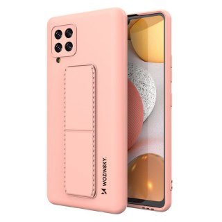 Wozinsky Kickstand Case elastyczne silikonowe etui z podstawką Samsung Galaxy A42 5G różowy