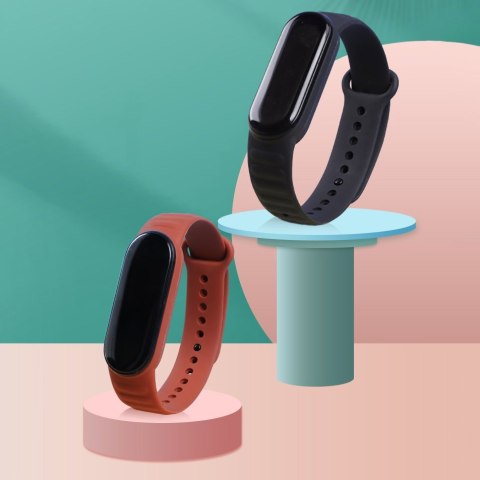 Silikonowa Opaska Leather TPU do Xiaomi Mi Band 5 / Mi Band 6 / Mi Band 7 czarny