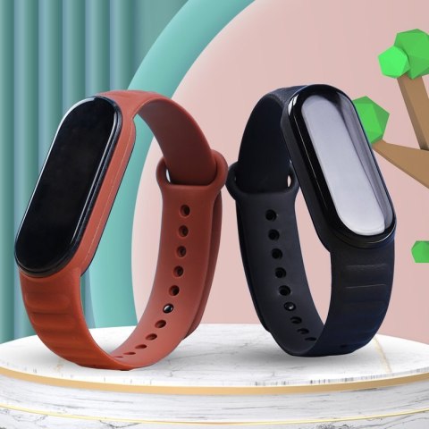 Silikonowa Opaska Leather TPU do Xiaomi Mi Band 5 / Mi Band 6 / Mi Band 7 czarny