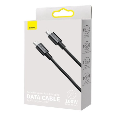 Baseus Superior kabel przewód USB Typ C - USB Typ C szybkie ładowanie Quick Charge / Power Delivery / FCP 100W 5A 20V 1m czarny 