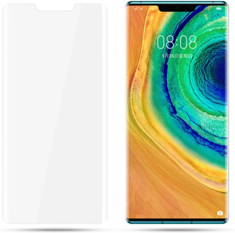 Szkło Hartowane Zaokrąglone UV do Huawei Mate 30 Pro + Lampa UV