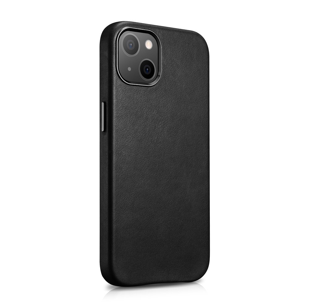 Etui ICarer Leather Oil Wax etui pokryte naturalną skórą do iPhone 13 mini black (kompatybilne z MagSafe)
