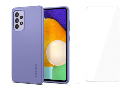 Etui Spigen Thin Fit + Szkło Ochronne do Galaxy A52 Awesome Violet