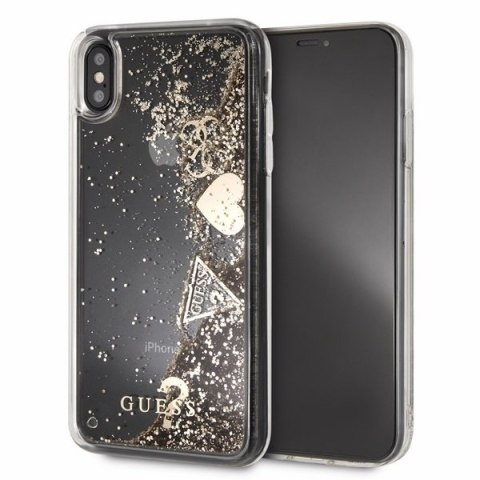 Oryginalne Etui Guess do iPhone Xs Max złoty hard case Glitter Hearts