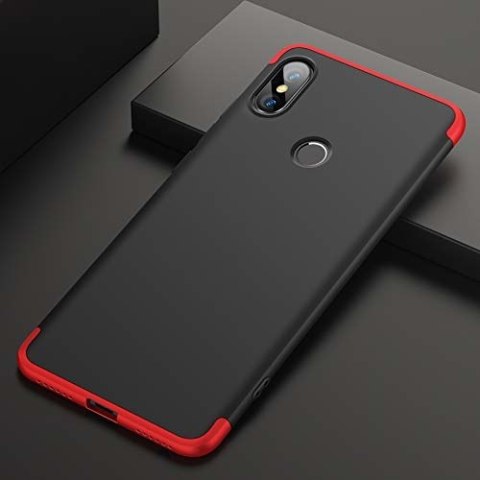 Etui na całą obudowę przód + tył do Xiaomi Mi A2 / Mi 6X czarno-czerwony