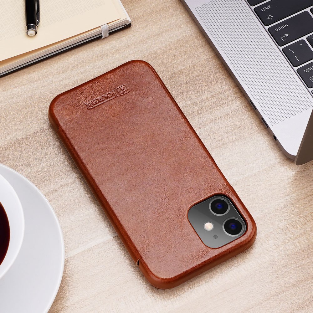 Etui ICarer Curved Edge Vintage do iPhone 12 Pro Max brązowy