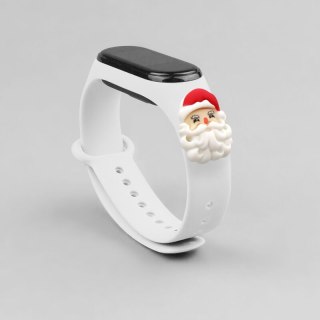 Strap Xmas opaska do Xiaomi Mi Band 4 / Mi Band 3 świąteczny silikonowy pasek bransoletka biały (mikołaj)