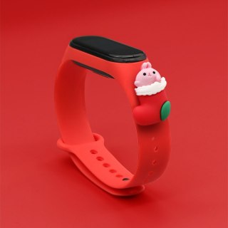 Strap Xmas opaska do Xiaomi Mi Band 4 / Mi Band 3 świąteczny silikonowy pasek bransoletka czerwony (mikołaj 1)