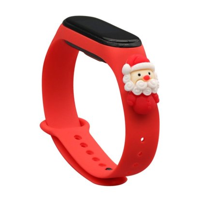 Opaska Strap Xmas do Xiaomi Mi Band 4 / Mi Band 3 czerwony (mikołaj 2)