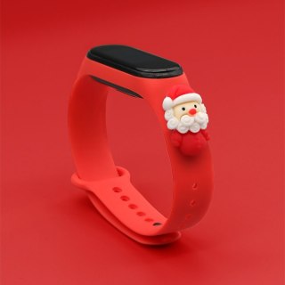 Opaska Strap Xmas do Xiaomi Mi Band 4 / Mi Band 3 czerwony (mikołaj 2)