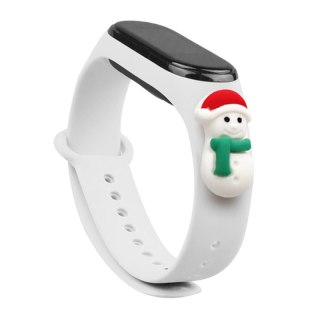 Strap Xmas opaska do Xiaomi Mi Band 6 / Mi Band 5 silikonowy pasek bransoletka biały (bałwanek 1)