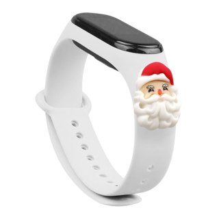 Strap Xmas opaska do Xiaomi Mi Band 6 / Mi Band 5 silikonowy pasek bransoletka biały (mikołaj)