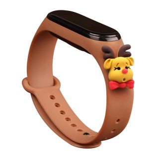 Strap Xmas opaska do Xiaomi Mi Band 6 / Mi Band 5 silikonowy pasek bransoletka brązowy (renifer)