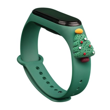 Strap Xmas opaska do Xiaomi Mi Band 6 / Mi Band 5 silikonowy pasek bransoletka ciemnozielony (choinka 2)