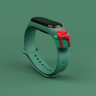 Strap Xmas opaska do Xiaomi Mi Band 6 / Mi Band 5 silikonowy pasek bransoletka ciemnozielony (prezent)