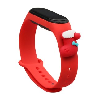 Strap Xmas opaska do Xiaomi Mi Band 6 / Mi Band 5 silikonowy pasek bransoletka czerwony (skarpeta)