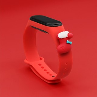 Strap Xmas opaska do Xiaomi Mi Band 6 / Mi Band 5 silikonowy pasek bransoletka czerwony (skarpeta)