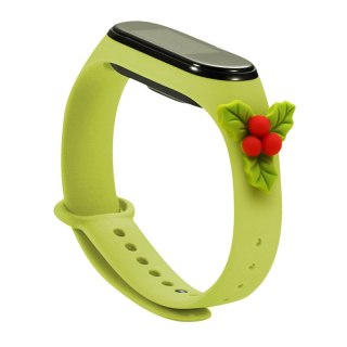 Strap Xmas opaska do Xiaomi Mi Band 6 / Mi Band 5 silikonowy pasek bransoletka zielony (jemioła)