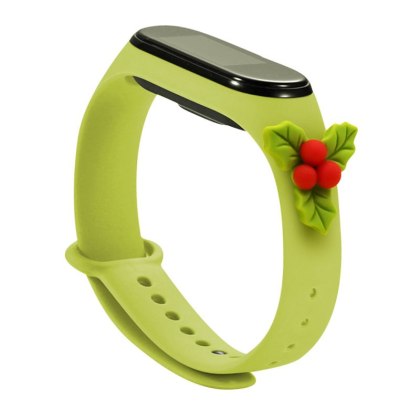 Strap Xmas opaska do Xiaomi Mi Band 6 / Mi Band 5 silikonowy pasek bransoletka zielony (jemioła)