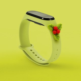 Strap Xmas opaska do Xiaomi Mi Band 6 / Mi Band 5 silikonowy pasek bransoletka zielony (jemioła)