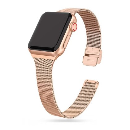 Bransoleta Thin Milanese do Apple Watch 4 / 5 / 6 / 7 / SE (38 / 40 / 41 mm) Blush Gold