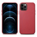 Etui ICarer Case Leather do iPhone 12 Pro Max czerwony (kompatybilne z MagSafe)