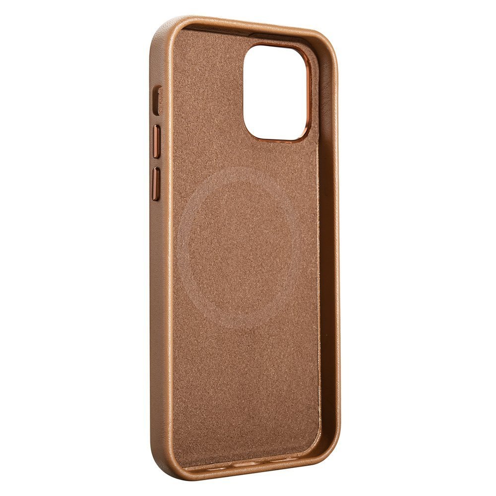 Etui ICarer Case Leather do iPhone 12 / 12 Pro brązowy (kompatybilne z MagSafe)