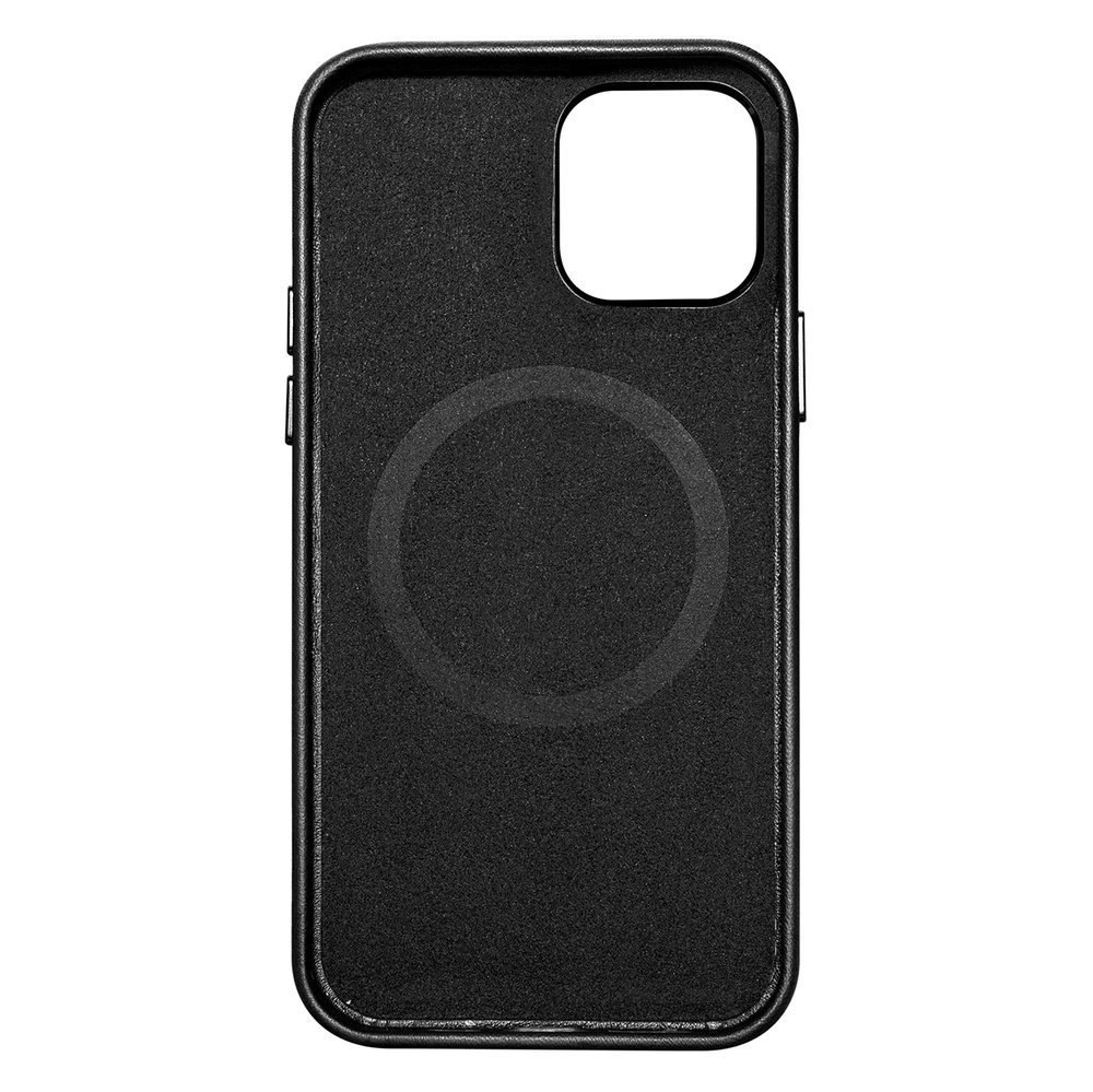 Etui ICarer Case Leather do iPhone 12 / 12 Pro czarny (kompatybilne z MagSafe)