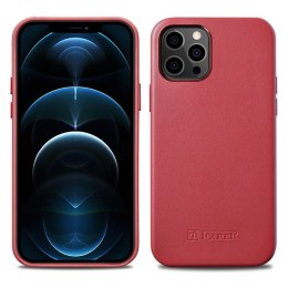 Etui ICarer Case Leather do iPhone 12 / 12 Pro czerwony (kompatybilne z MagSafe)