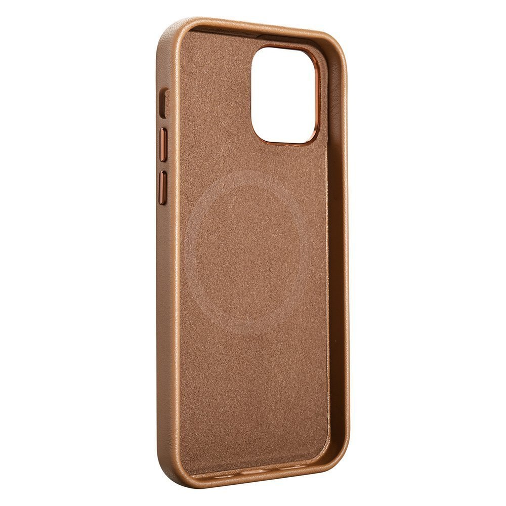 Etui ICarer Case Leather do iPhone 12 mini brązowy (kompatybilne z MagSafe)