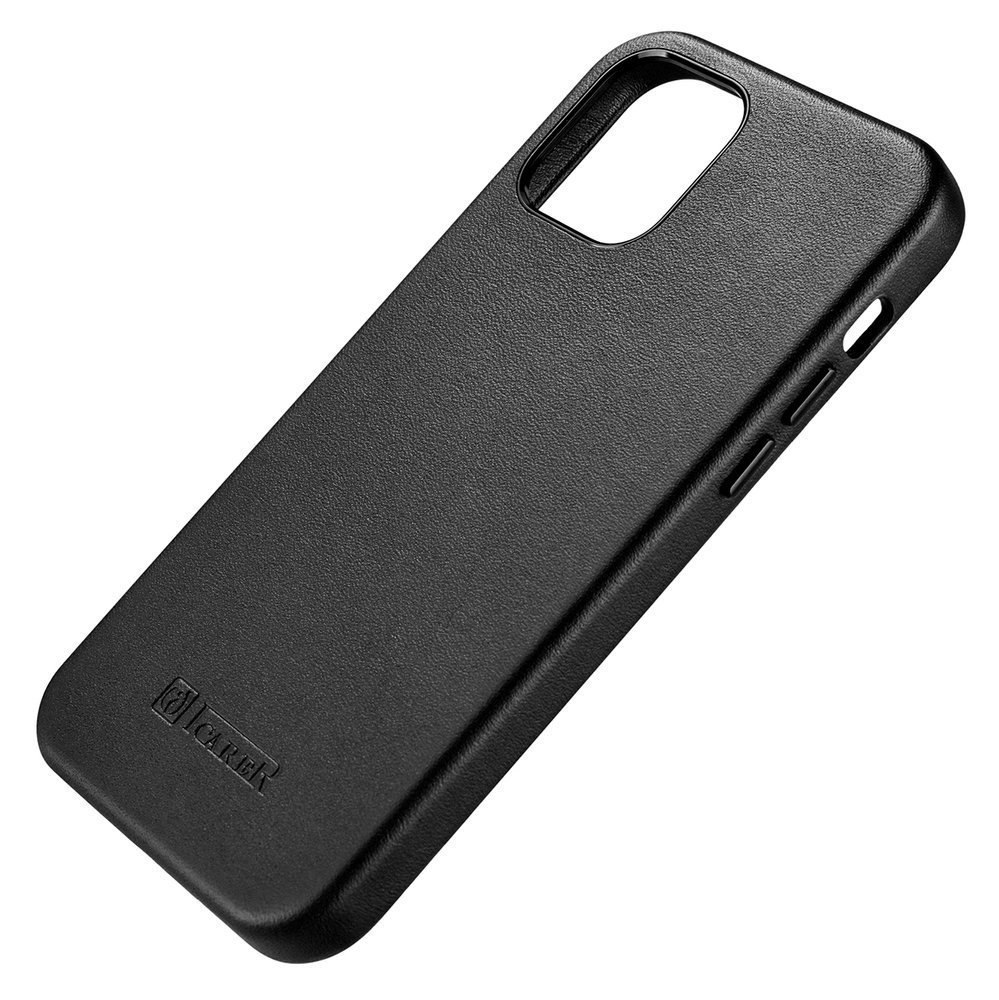 Etui ICarer Case Leather do iPhone 12 mini czarny (kompatybilne z MagSafe)