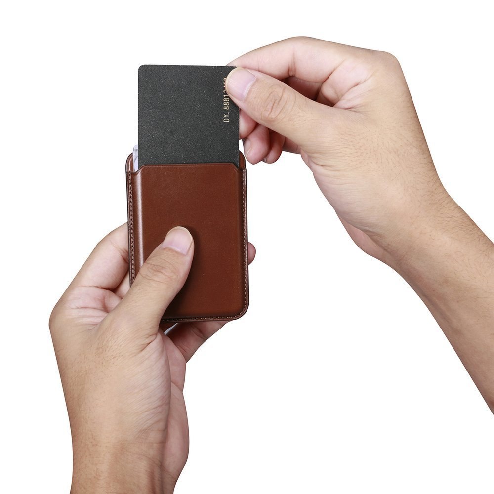 Magnetyczne etui ICarer skórzane na karty do iPhone 12 / 13 (Pro / Max / Mini) (kompatybilne z MagSafe) brązowy