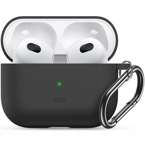 Etui ESR Bounce Apple Airpods 3 Case Czarny Twardy Silikon Wytrzymały +karabińczyk