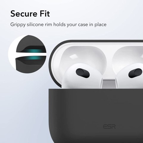 Etui ESR Bounce Apple Airpods 3 Case Czarny Twardy Silikon Wytrzymały +karabińczyk