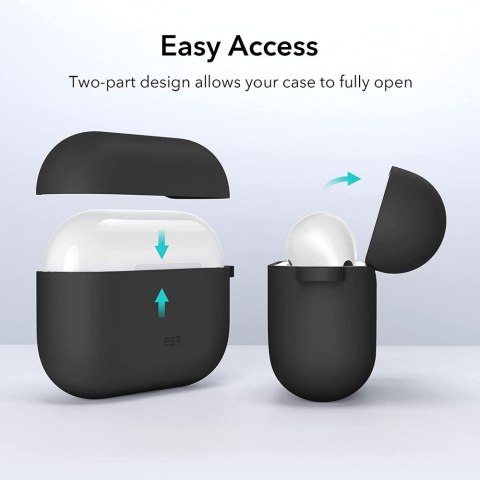 Etui ESR Bounce Apple Airpods 3 Case Czarny Twardy Silikon Wytrzymały +karabińczykEtui ESR Bounce Apple Airpods 3 Case Czarny Twardy Silikon Wytrzymały +karabińczyk