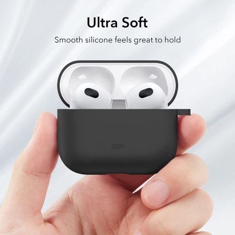 Etui ESR Bounce Apple Airpods 3 Case Czarny Twardy Silikon Wytrzymały +karabińczyk