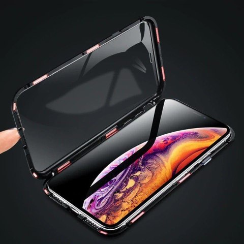 Wozinsky Full Magnetic Case magnetyczne etui 360 pokrowiec na przód i tył z wbudowanym szkłem Samsung Galaxy A72 4G czarno-przez