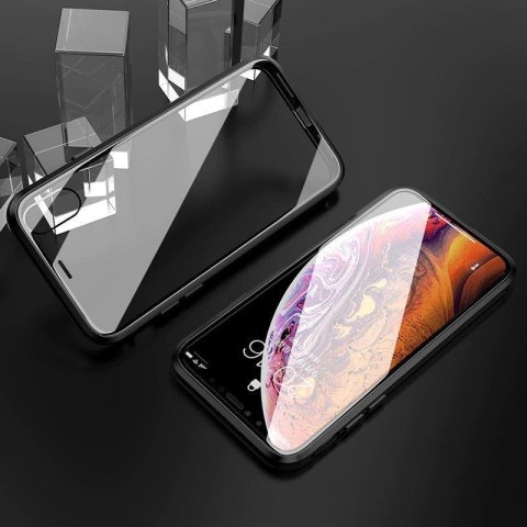 Wozinsky Full Magnetic Case magnetyczne etui 360 pokrowiec na przód i tył z wbudowanym szkłem Samsung Galaxy A72 4G czarno-przez