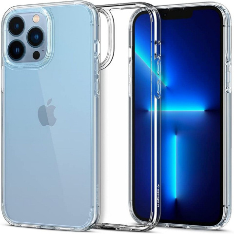 Etui Spigen Ultra Hybrid Crystal Clear + Szkło Płaskie do iPhone 13 Pro